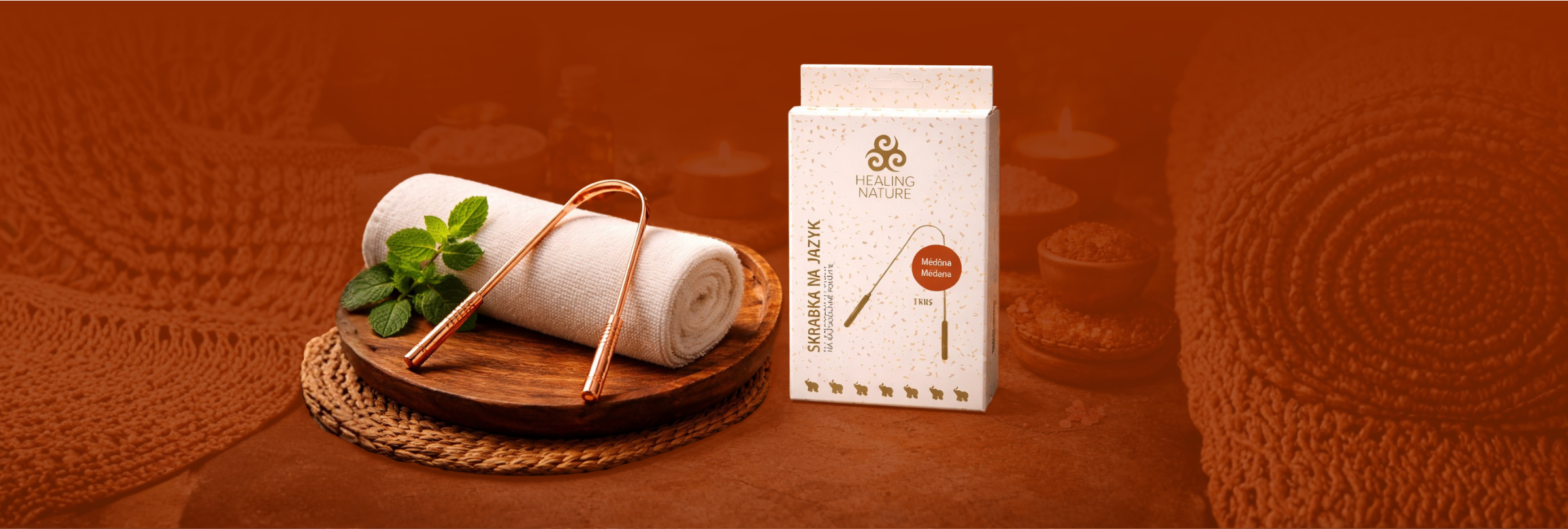 Měděná škrabka na jazyk, 1 ks, Healing Nature
