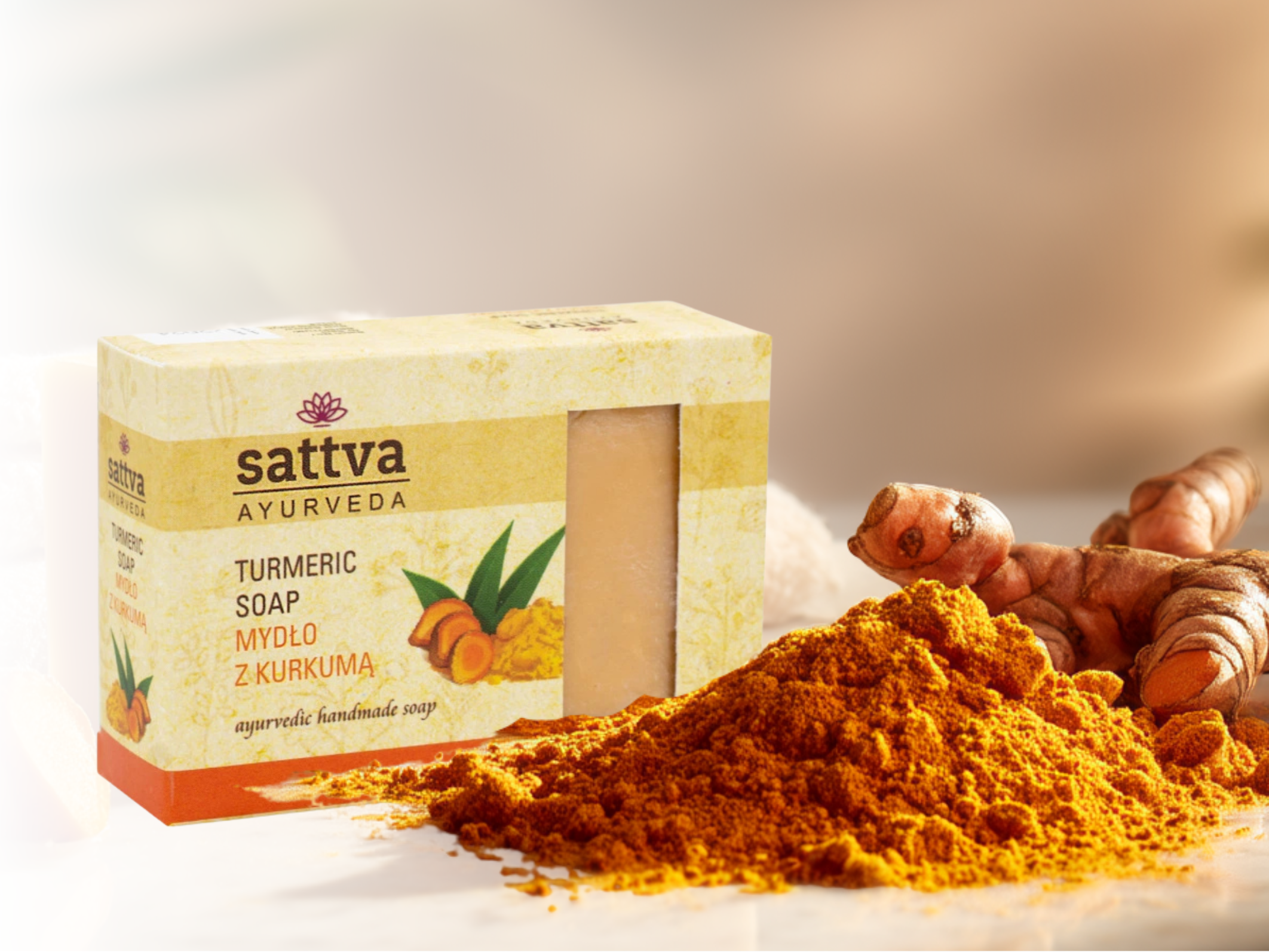 Ájurvédské mýdlo Kurkuma, 125 g, Sattva