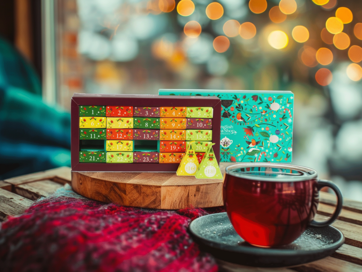 BIO Adventní kalendář Truhla - Vánoční čaj, 25 pyramidek, English Tea Shop