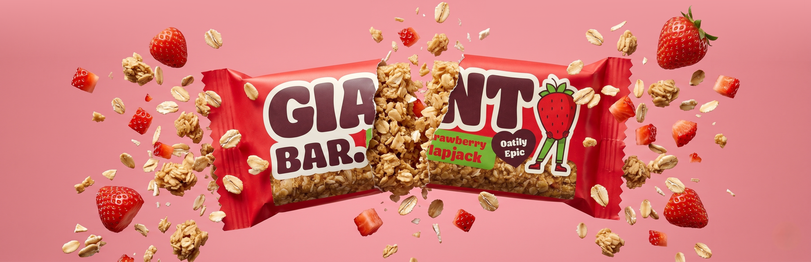 Obří ovesná tyčinka Jahodová, 90 g, Ma Baker