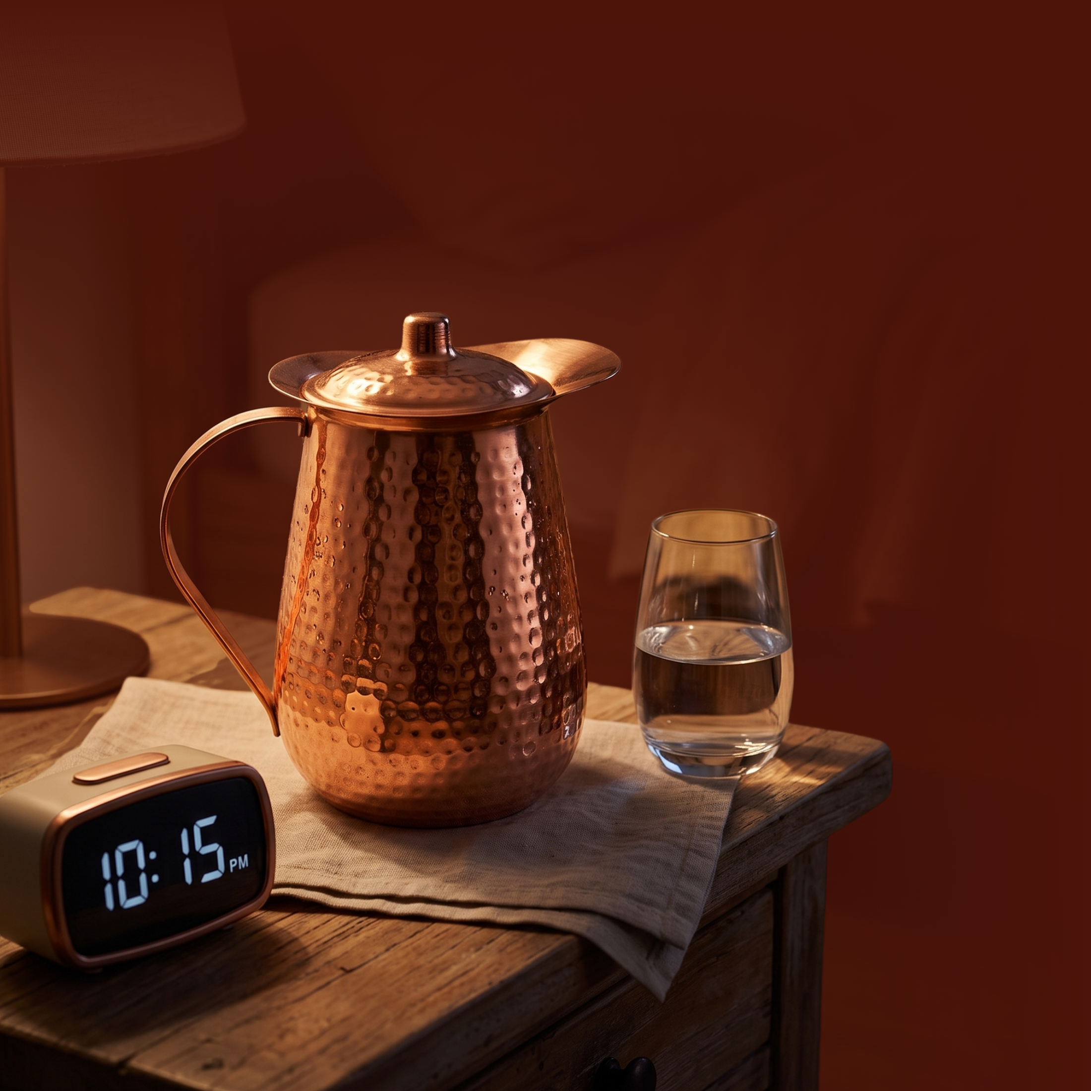 Medená kanvička s vrchnákom tepaná, 2,3 l, Nature's Own