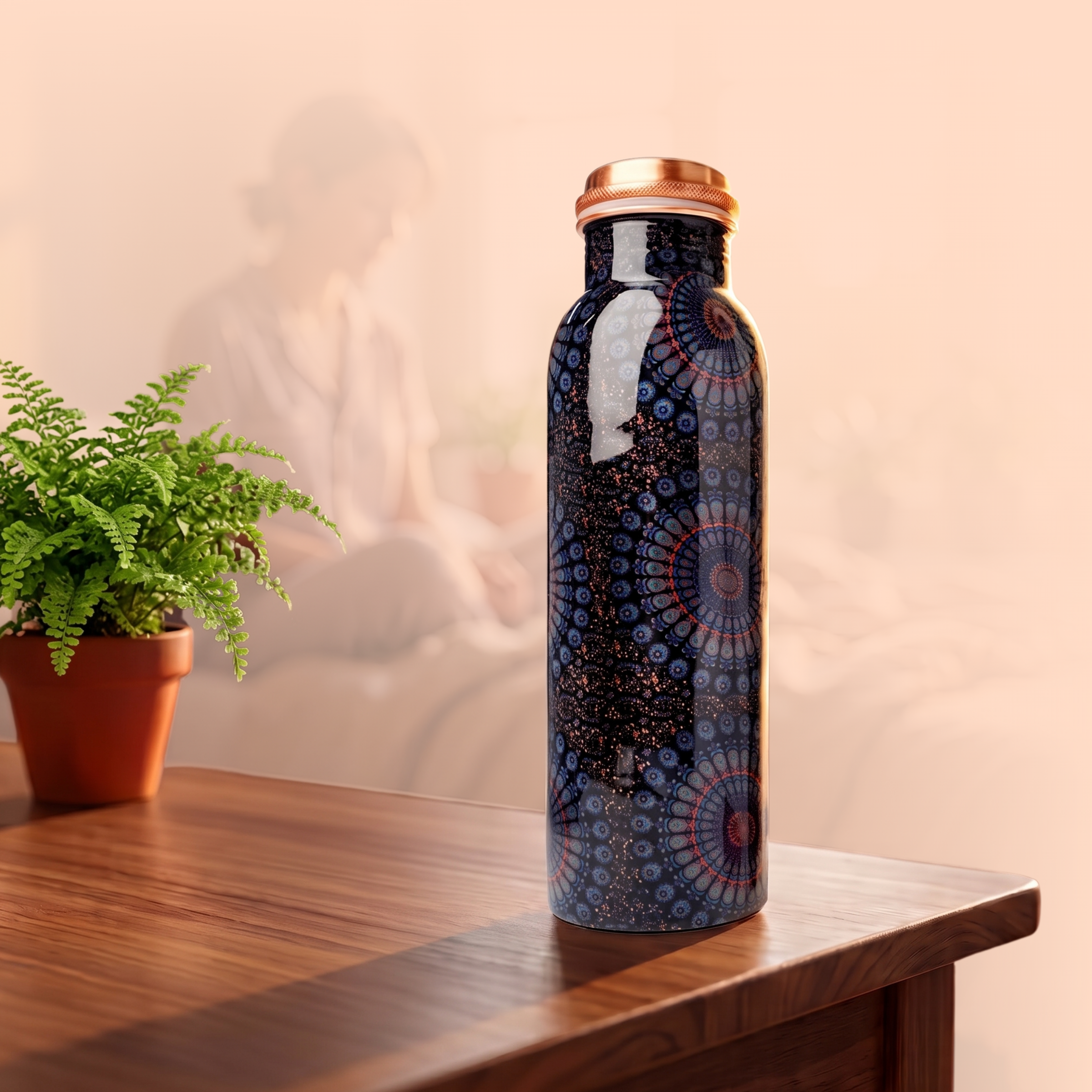 Medená fľaša na vodu vzor Mandala, 950 ml, Nature's Own