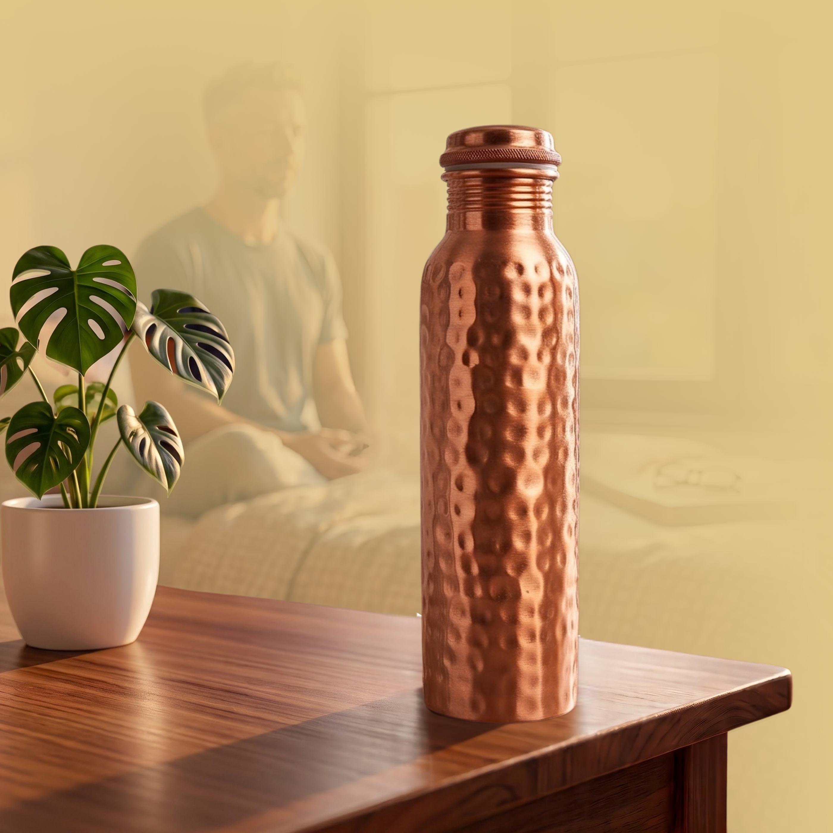 Medená fľaša na vodu vzor Tepaný, 950 ml, Nature's Own
