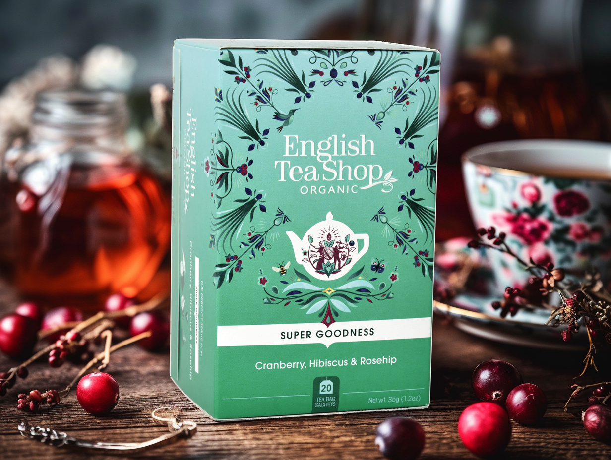 BIO čaj Brusinka, ibišek, šípek, 20 sáčků, English Tea Shop