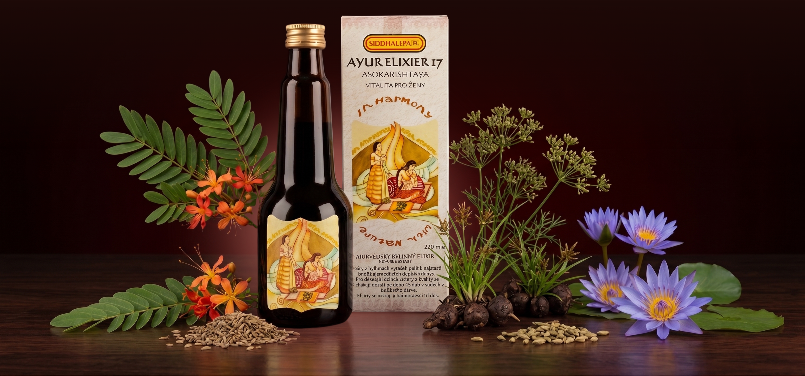 Ayur elixír č. 17 Asokarishtaya, 220 ml, Siddhalepa