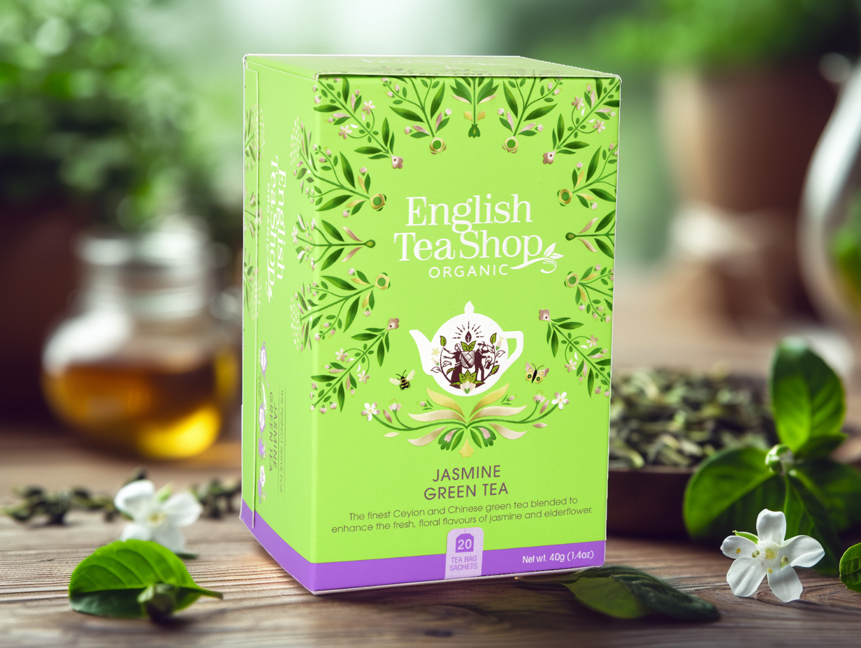BIO Zelený čaj s jasmínem a květem bezu, 20 sáčků, English Tea Shop