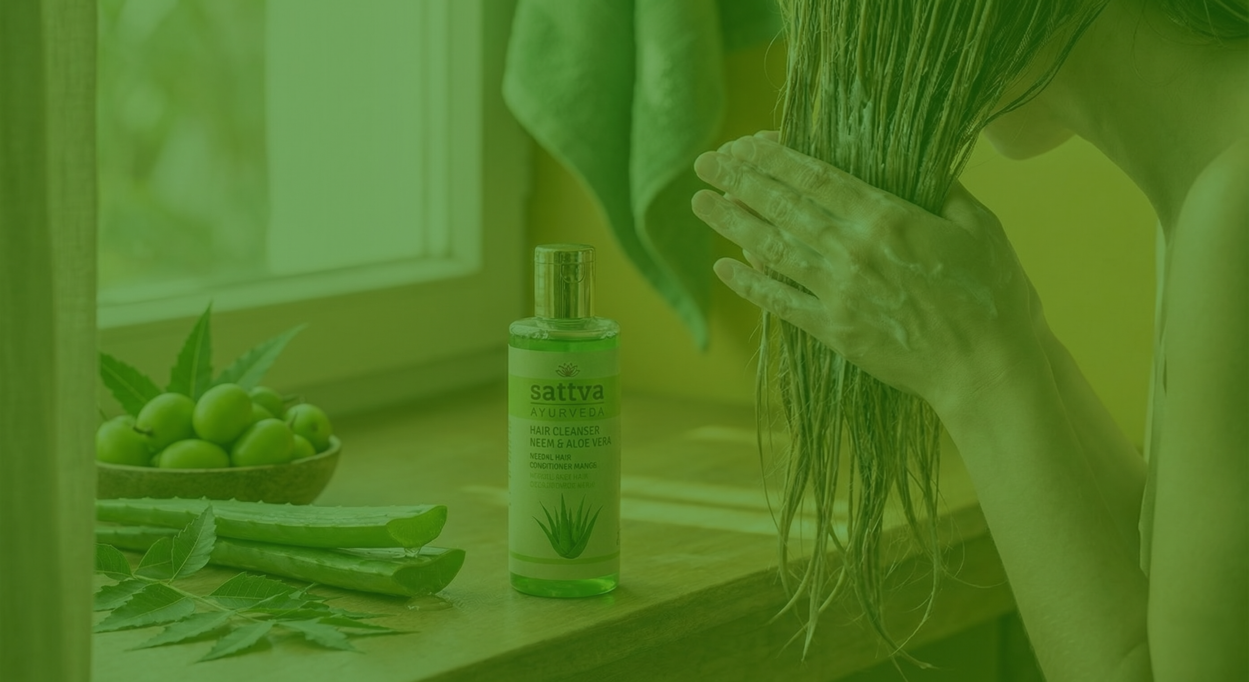 Bylinný vlasový šampon Neem a Aloe Vera, 210 ml, Sattva