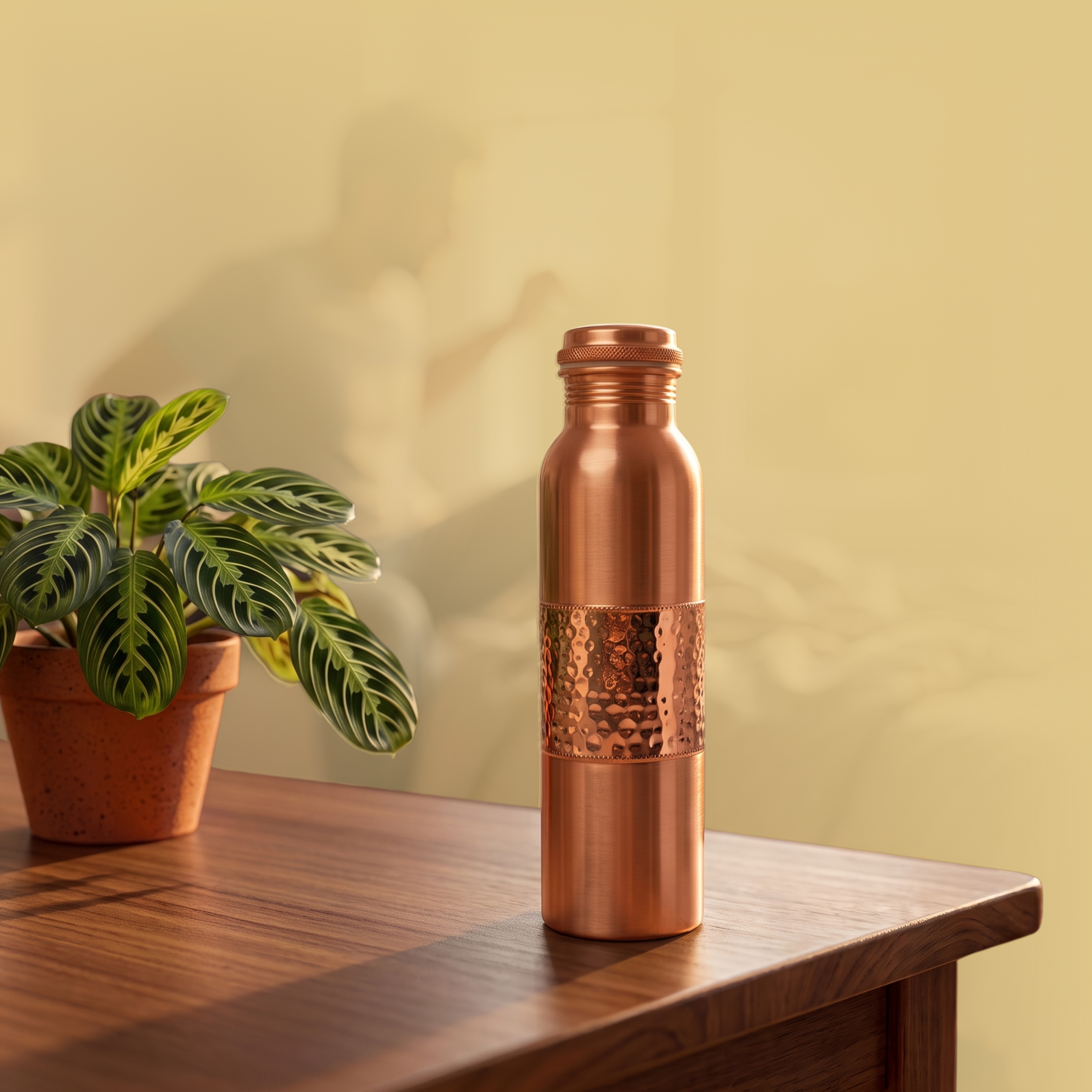 Medená fľaša na vodu vzor Tepaný stred, 950 ml, Nature's Own