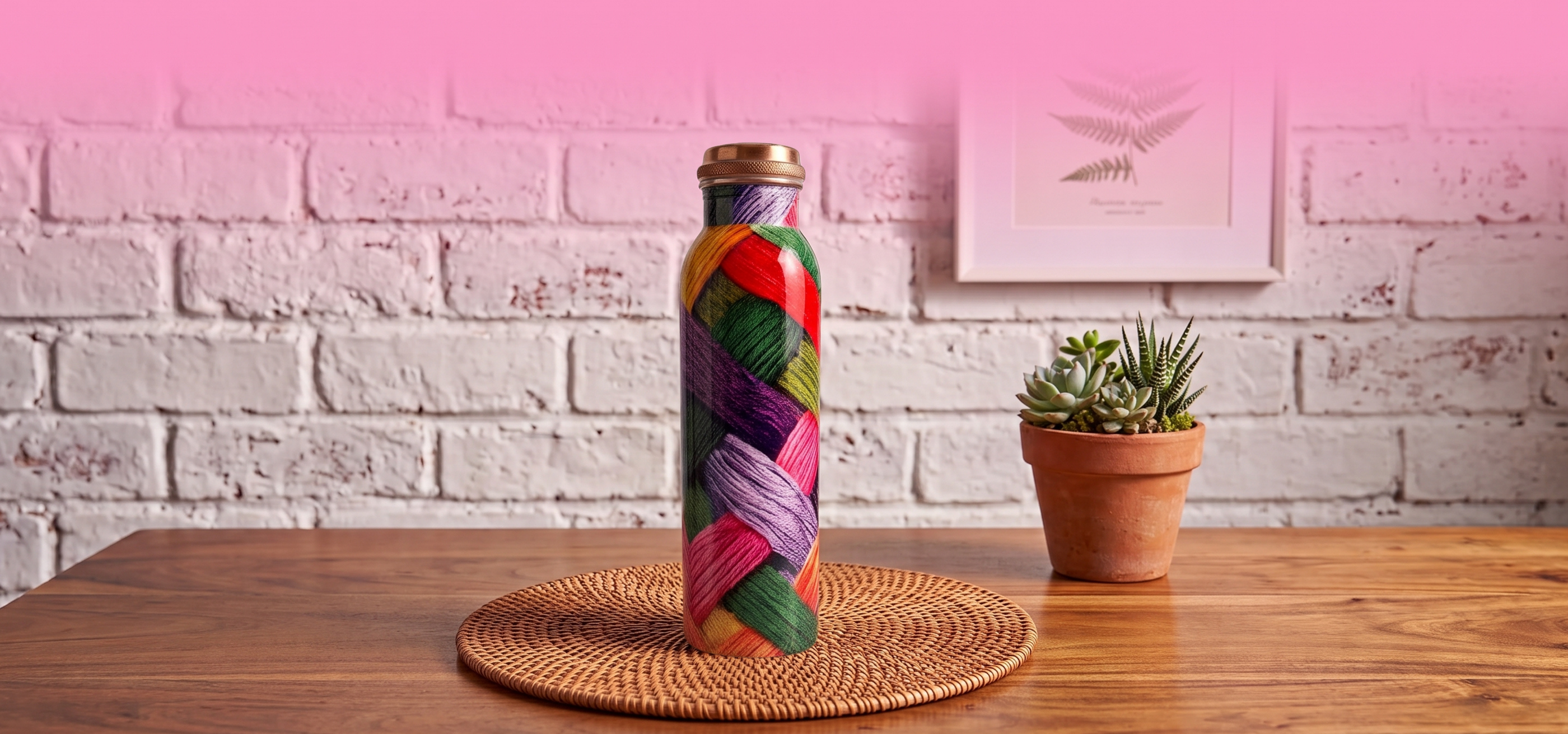 Medená fľaša na vodu vzor Vlna, 950 ml, Nature's Own