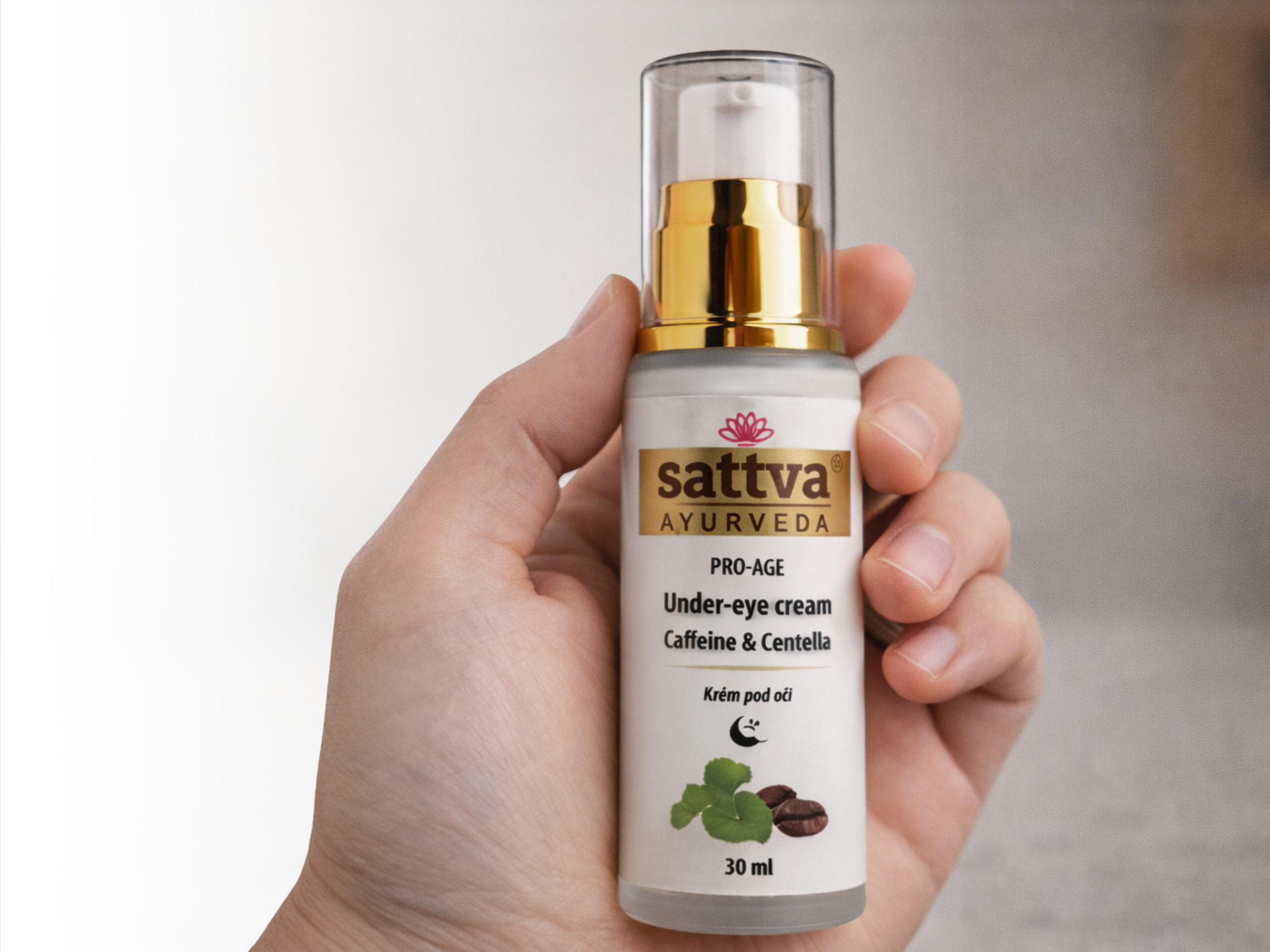 Pro-age Oční krém s kofeinem a Gotu Kolou, 30 ml, Sattva