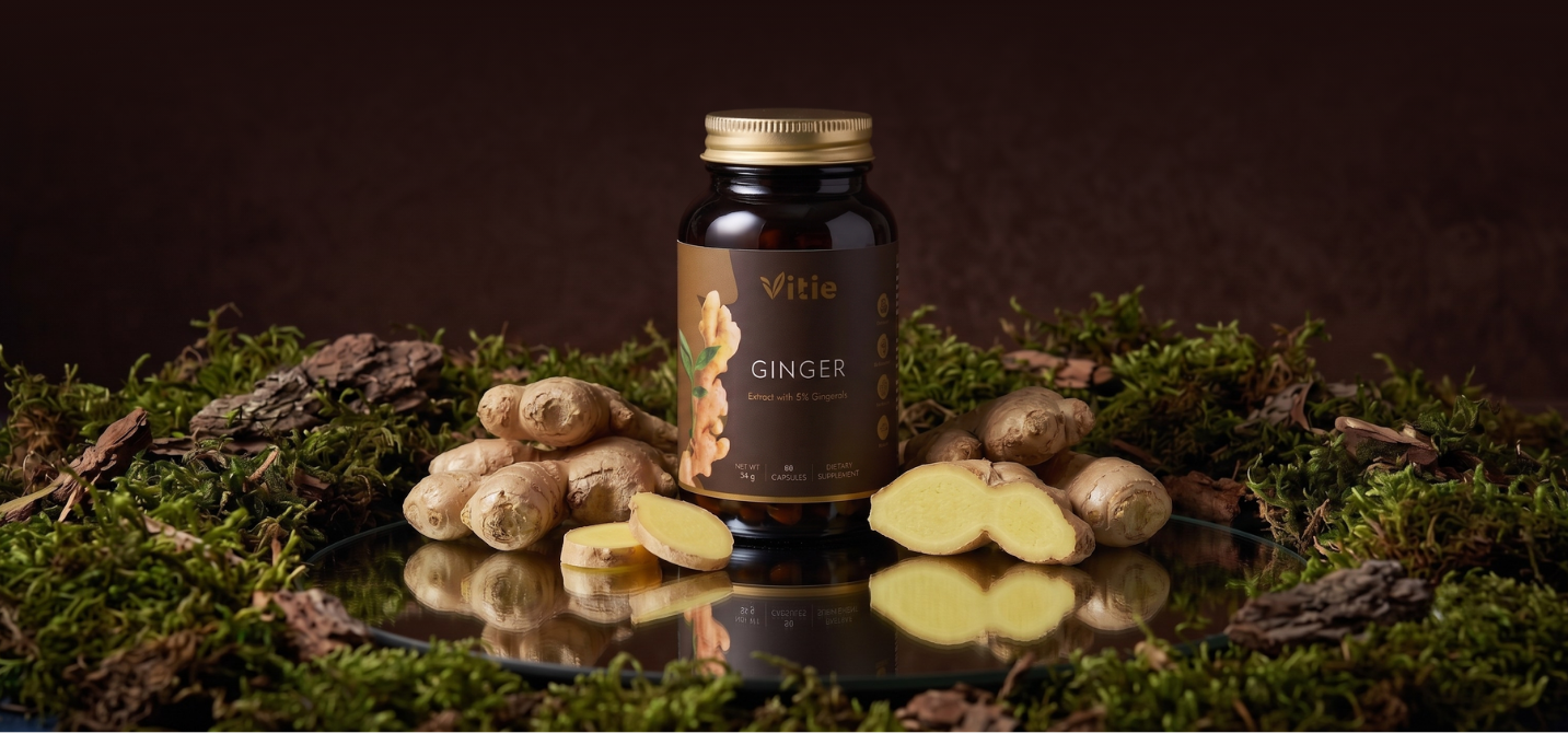 Zázvor lékařský extrakt – 5 % gingerolů, 90 kapslí, Vitie