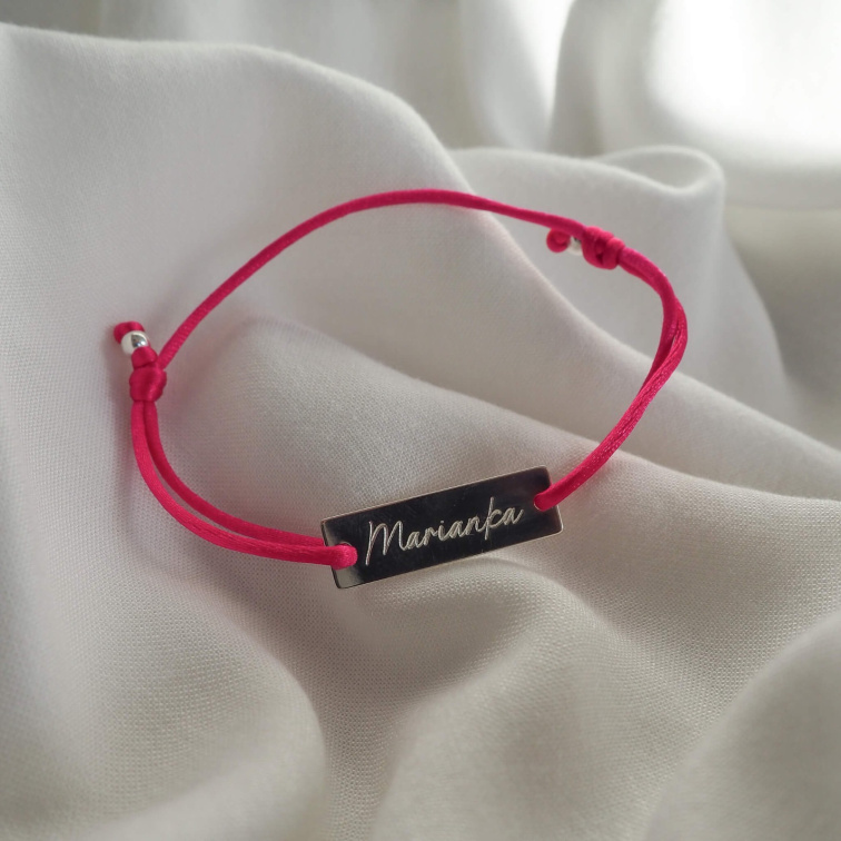 Identifikační náramek pro děti ze stříbra s gravírováním jména a čísla