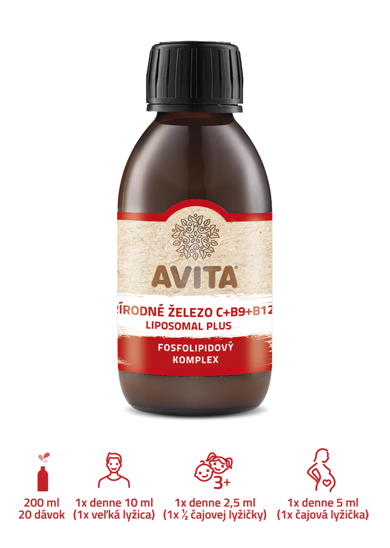 Prírodné železo C+B9+B12 liposomal plus