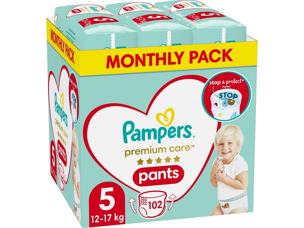 Pampers Pants vel. 5 Monthly Pack 12-17 kg plenkové kalhotky 152 ks