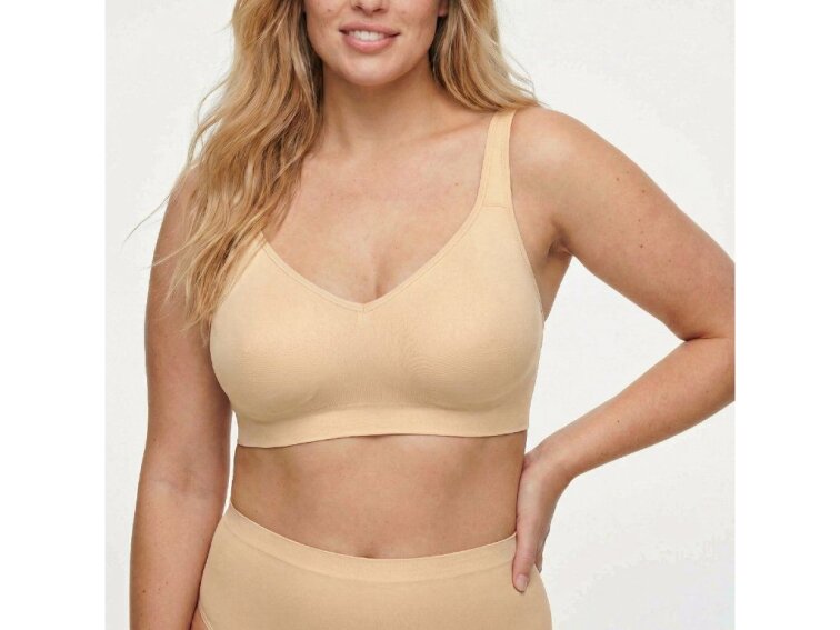 Bezešvá formující podprsenka bez kostic se širokými ramínky, NUDE