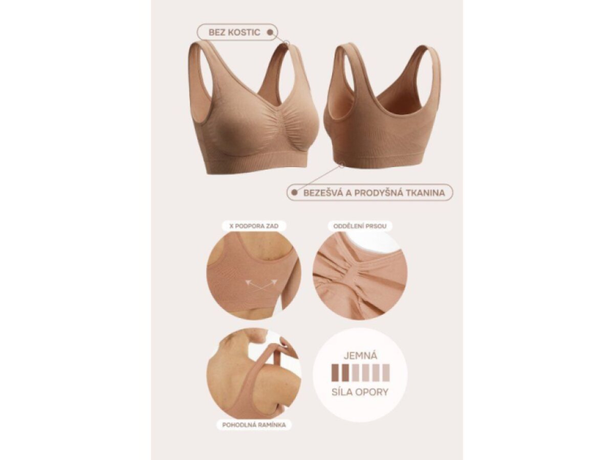 Jemně tvarující bezešvá podprsenka bez kostic, ČERNÁ