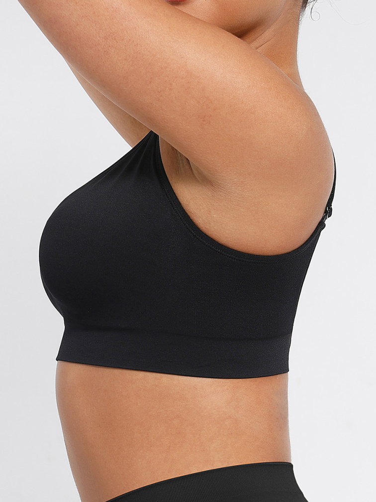 Bezešvá formující podprsenka bez kostic se širokými ramínky, ČERNÁ