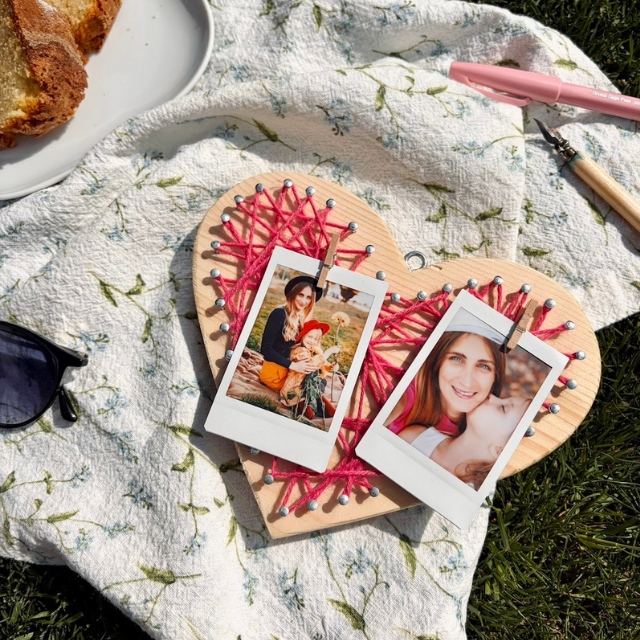DIY dřevěné srdce s fotkou instax™ - originální dárek krok za krokem