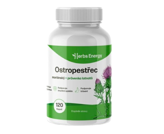 Herbs Energy Ostropestřec Mariánský + Právenka Latnatá, 120 kapslí