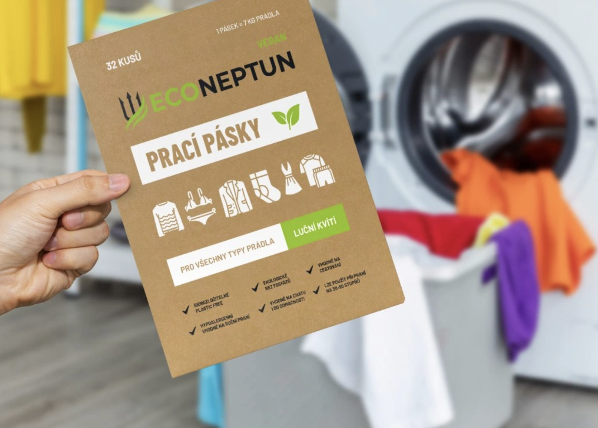 EcoNeptun prací pásky s vůní lučního kvítí, 32ks