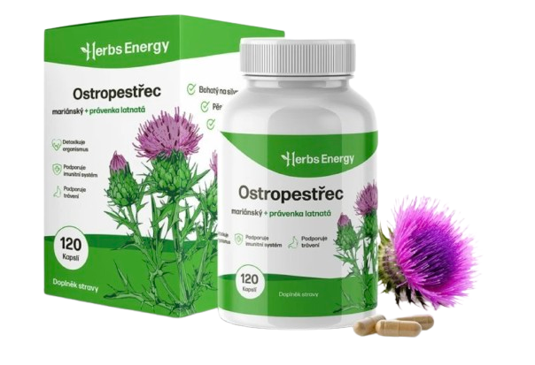 Herbs Energy Ostropestřec Mariánský + Právenka Latnatá, 120 kapslí