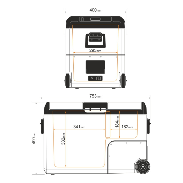 YOLCO kompresorová lednice TCX50 CARBON 52 l
