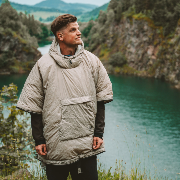 OFFLANDER zateplené pončo KHAKI