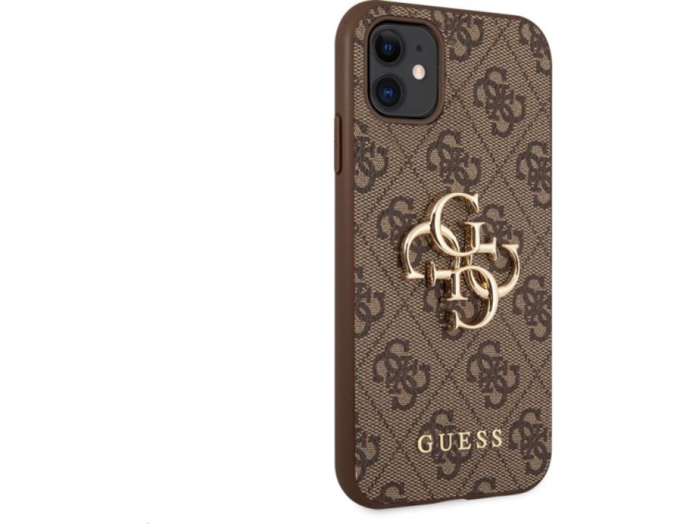 Ochranný kryt na iPhone 11 - Guess, 4G Logo Back Brown GUHCN614GMGBR