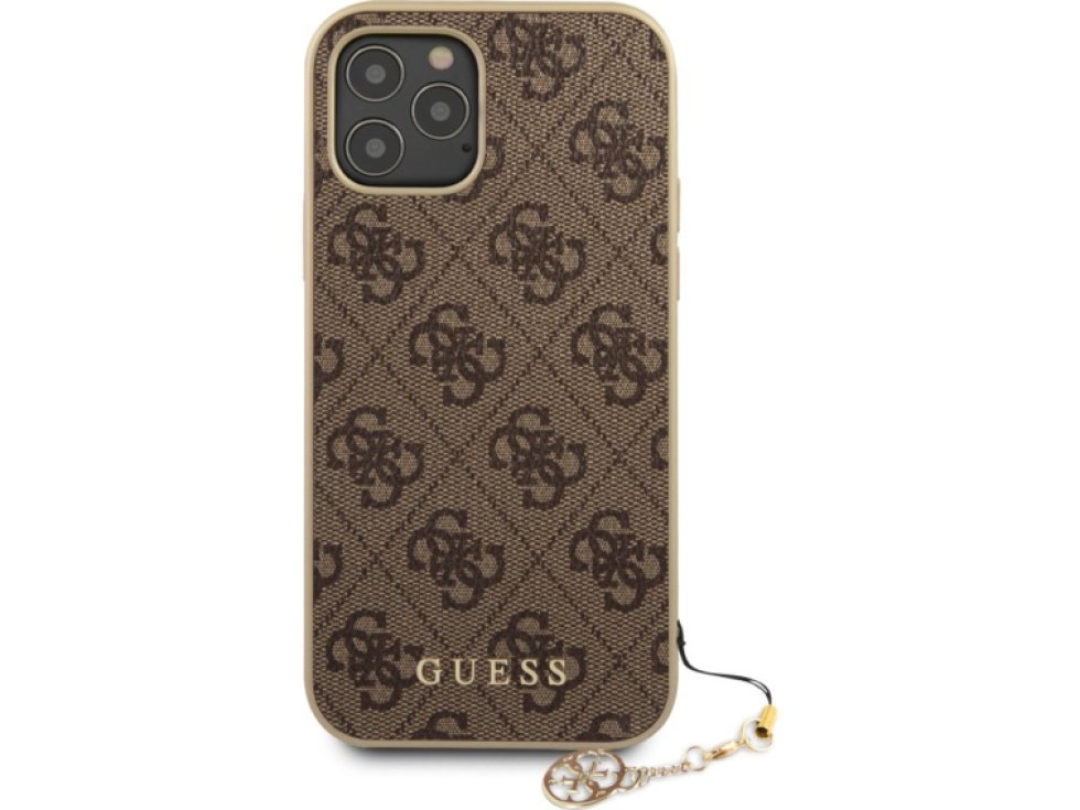 Ochranný kryt pro iPhone 12 Pro MAX - Guess, 4G Charms Brown GUHCP12LGF4GBR