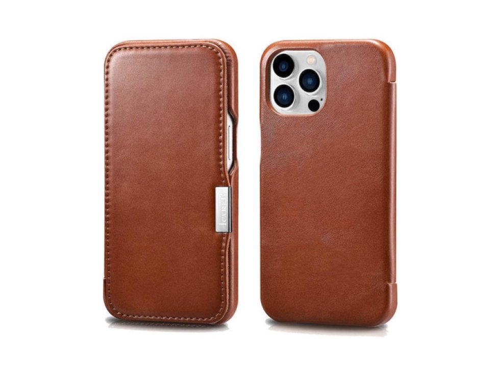 Knížkové pouzdro pro iPhone 13 Pro - iCarer, Vintage Brown 01.21.RIX1307-BN