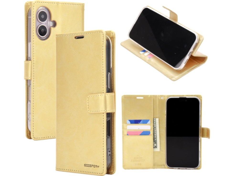 Ochranné pouzdro na iPhone 16 PLUS - Mercury, Bluemoon Diary Gold