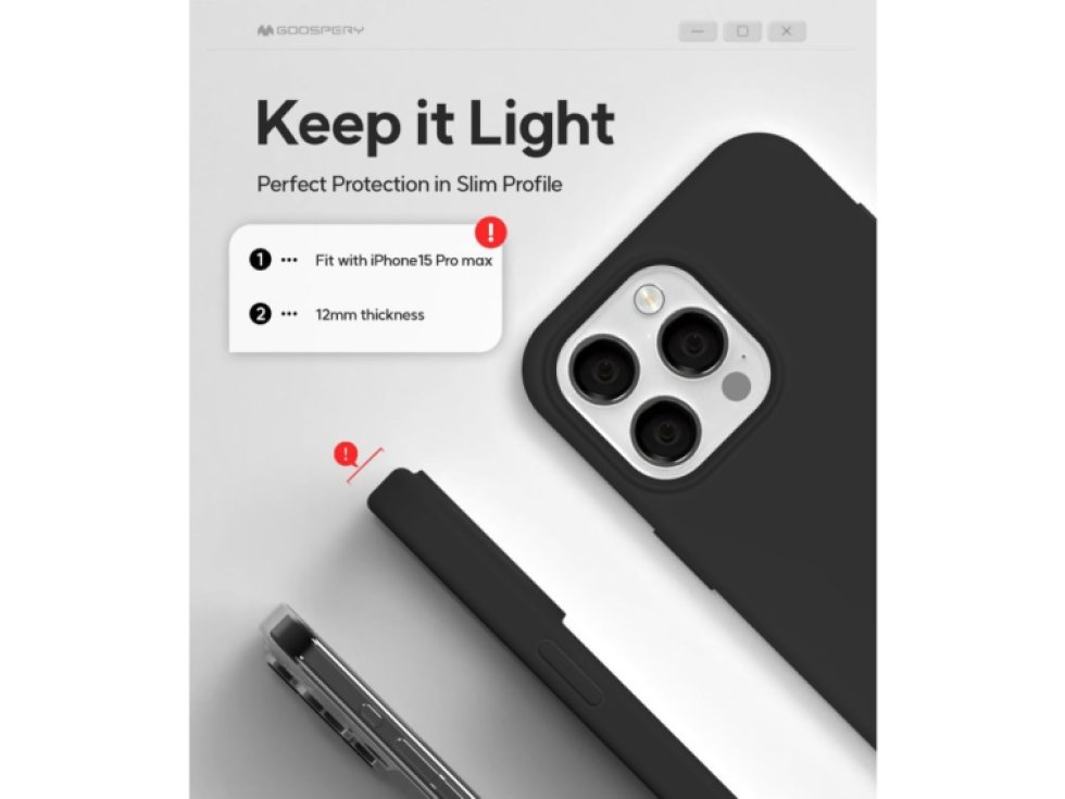 Ochranný kryt na iPhone 15 Pro MAX - Mercury, Silicone Black