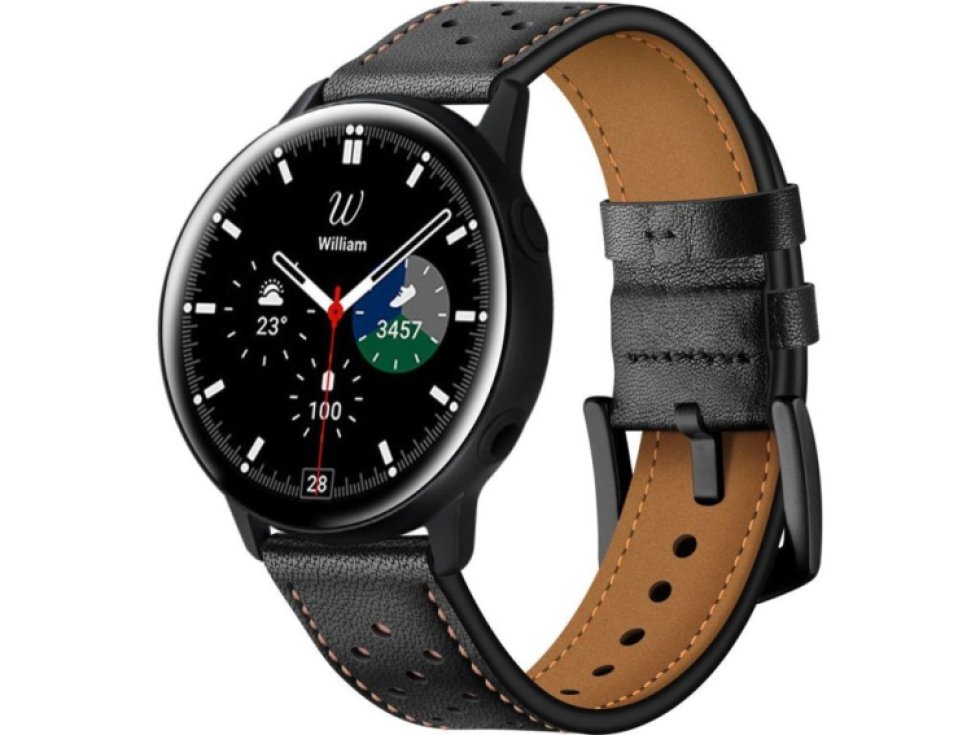 Řemínek pro Samsung Galaxy Watch 40mm / 42mm / 44mm / 46mm - Tech-Protect, Leather Black