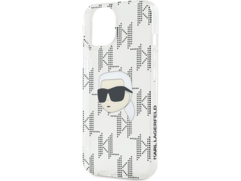 Ochranný kryt na iPhone 15 - Karl Lagerfeld, IML Electroplated Karl Head Transparent KLHCP15SHKLPKHT