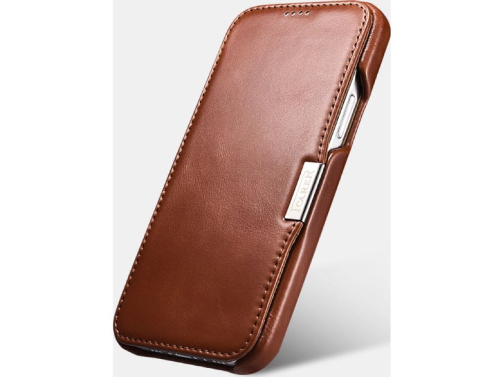 Knížkové pouzdro pro iPhone 12 Pro MAX - iCarer, Vintage Brown 01.20.RIX1211-BN