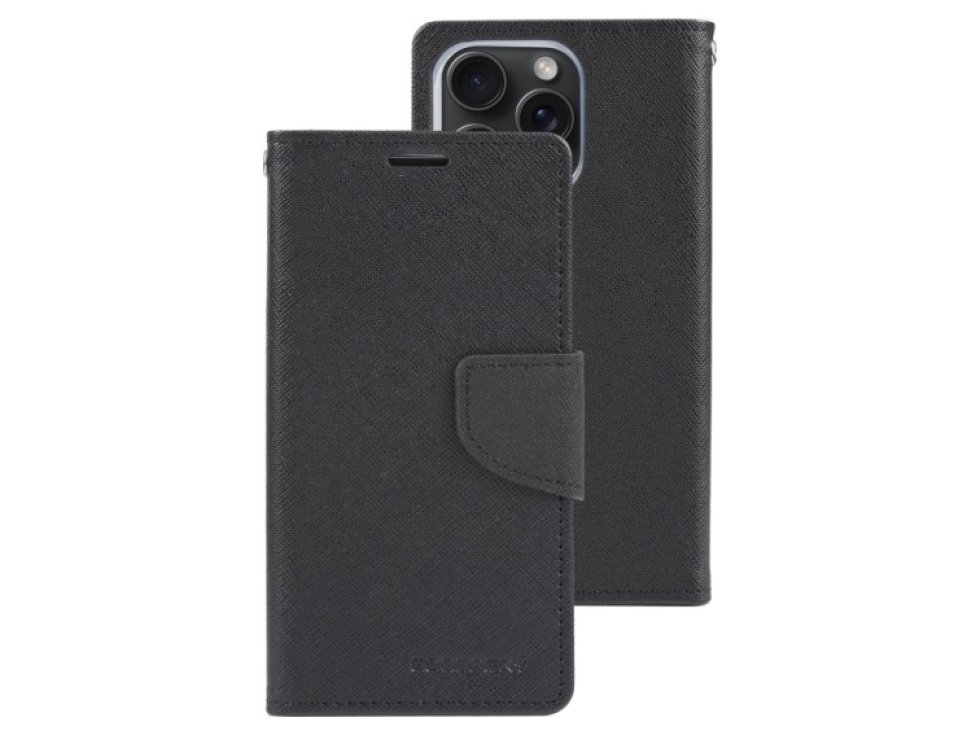 Pouzdro na iPhone 15 Pro MAX - Mercury, Fancy Diary Black/Black