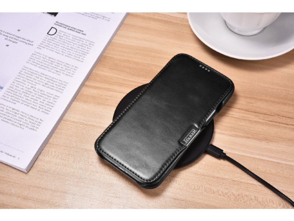 Knížkové pouzdro pro iPhone 12 / 12 Pro - iCarer, Vintage Black 01.20.RIX1210-BK