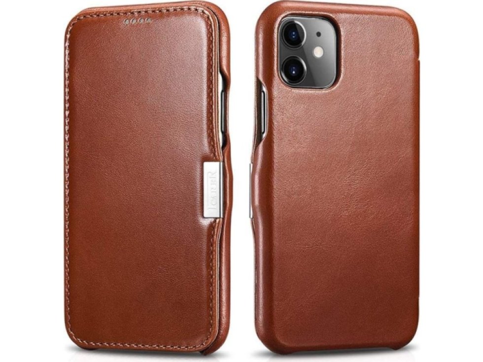 Knížkové pouzdro pro iPhone 11 - iCarer, Vintage Brown 01.19.RIX1108-BN