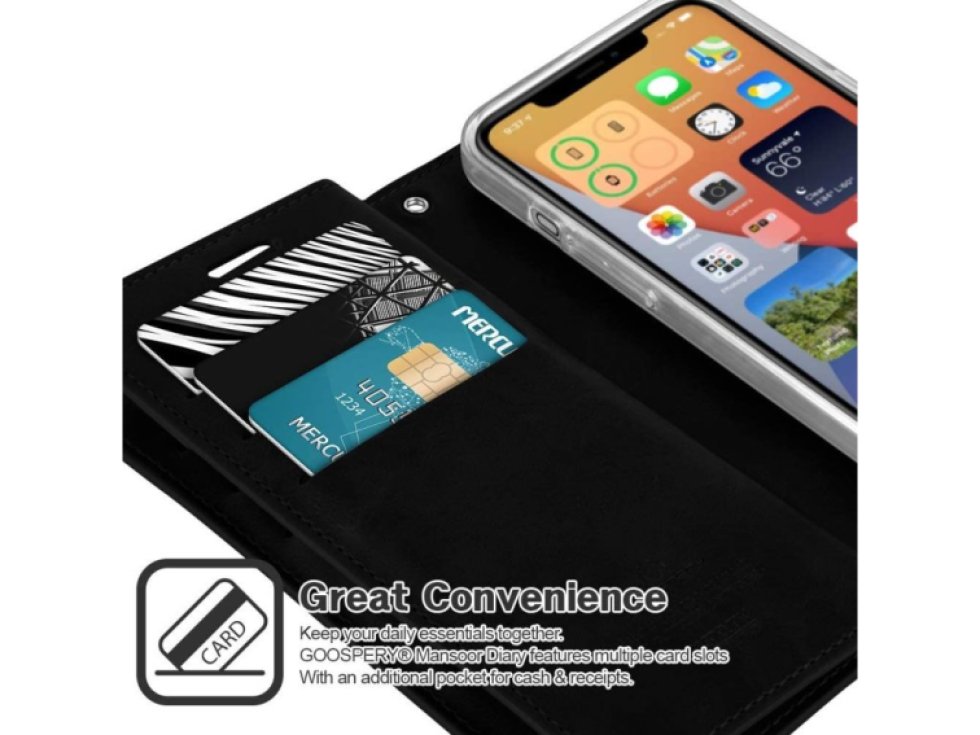 Knížkové pouzdro na iPhone 12 / 12 Pro - Mercury, Mansoor Diary Black