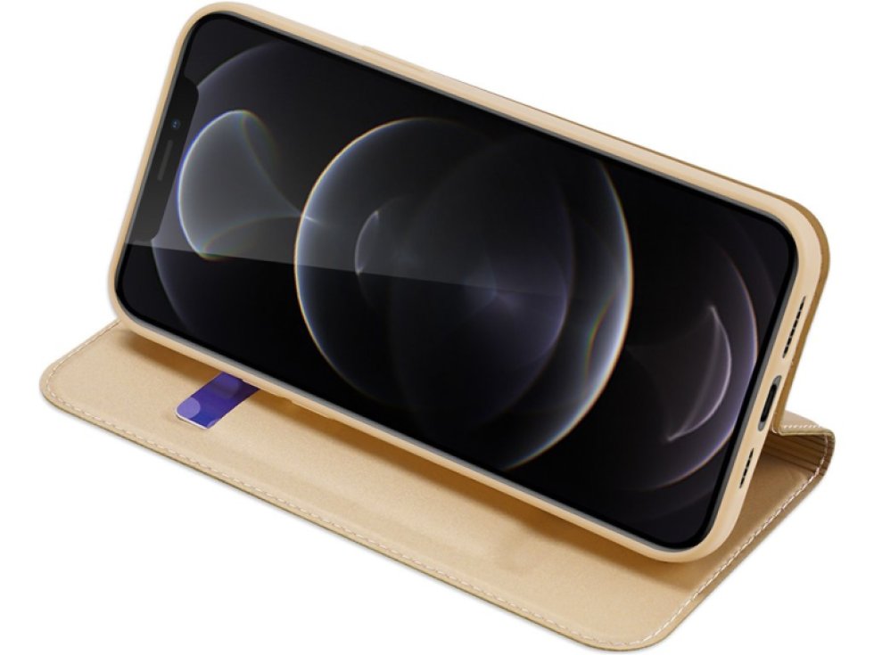 Knížkové pouzdro na iPhone 12 Pro MAX - DuxDucis, SkinPro Gold