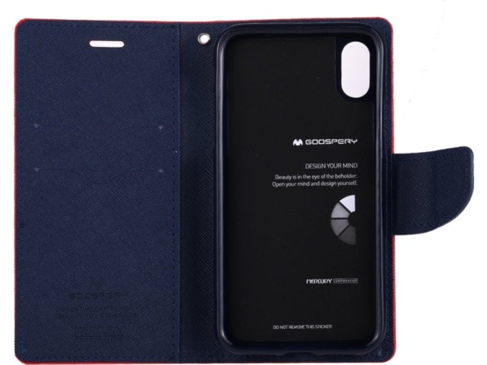 Pouzdro / kryt pro iPhone XS / X - Mercury, Fancy Diary RED/NAVY