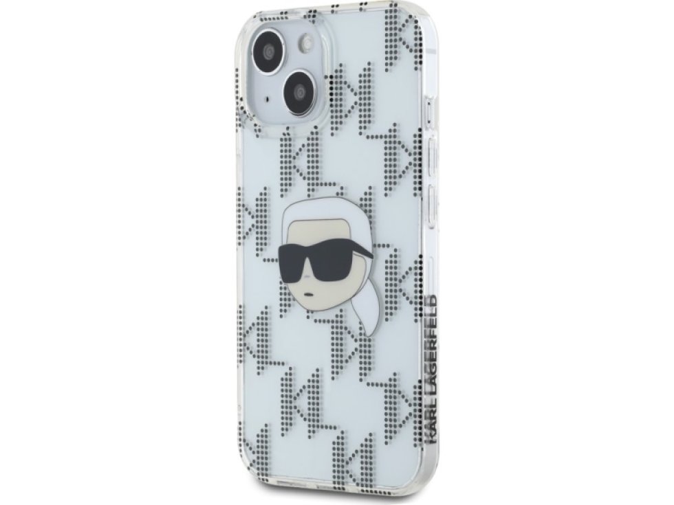 Ochranný kryt na iPhone 15 - Karl Lagerfeld, IML Electroplated Karl Head Transparent KLHCP15SHKLPKHT