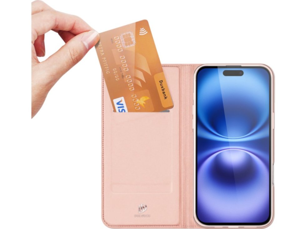 Knížkové pouzdro na iPhone 16 PLUS - DuxDucis, SkinPro Rose