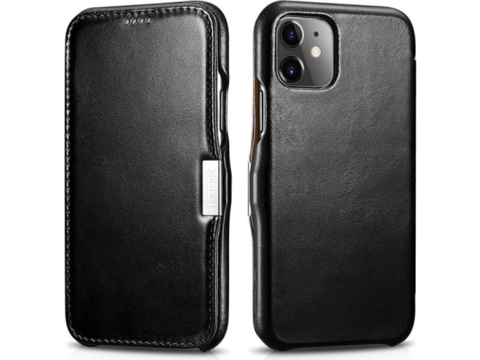 Knížkové pouzdro pro iPhone 11 - iCarer, Vintage Black 01.19.RIX1108-BK