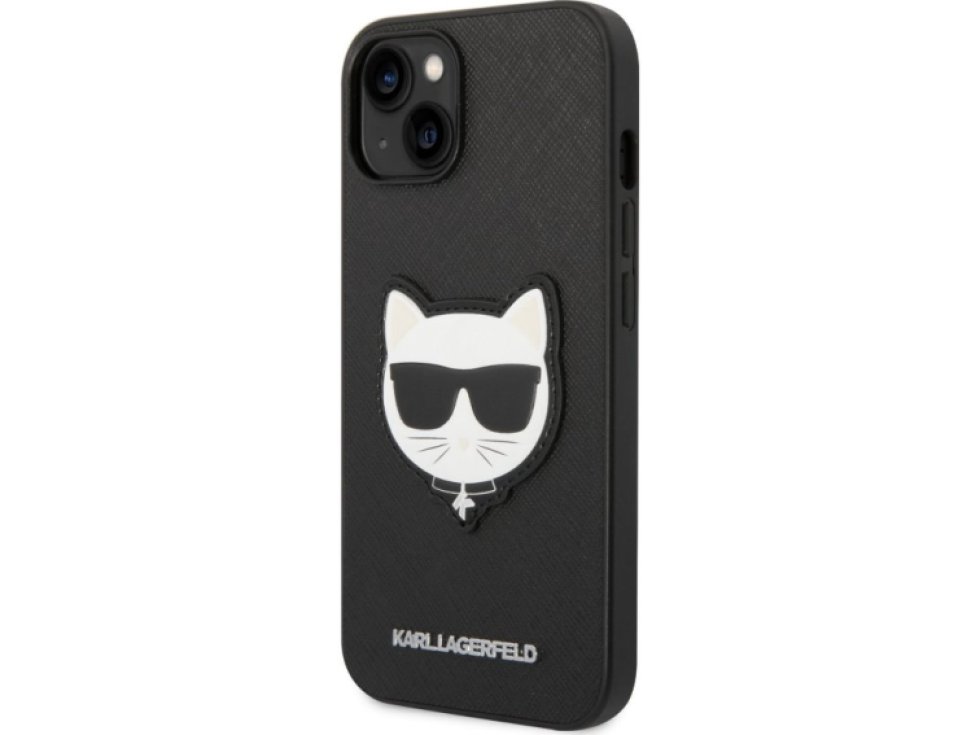 Ochranný kryt pro iPhone 14 PLUS - Karl Lagerfeld, Saffiano Choupette Head Black KLHCP14MSAPCHK