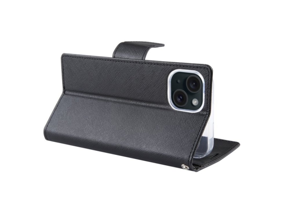 Pouzdro na iPhone 15 - Mercury, Fancy Diary Black/Black