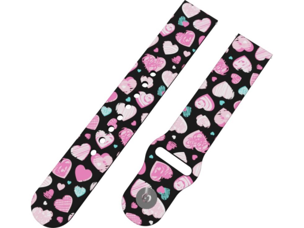 RŮŽOVÁ A MODRÁ SRDÍČKA řemínek 22 mm