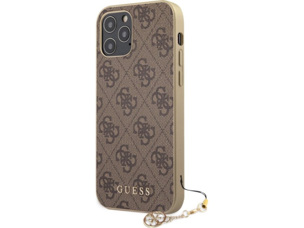 Ochranný kryt pro iPhone 12 Pro MAX - Guess, 4G Charms Brown GUHCP12LGF4GBR