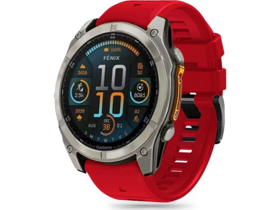 Řemínek pro Garmin Fenix 5 / 6 / 6 PRO / 7 / 8 (47mm) / E - Tech-Protect, Silicone Line Red