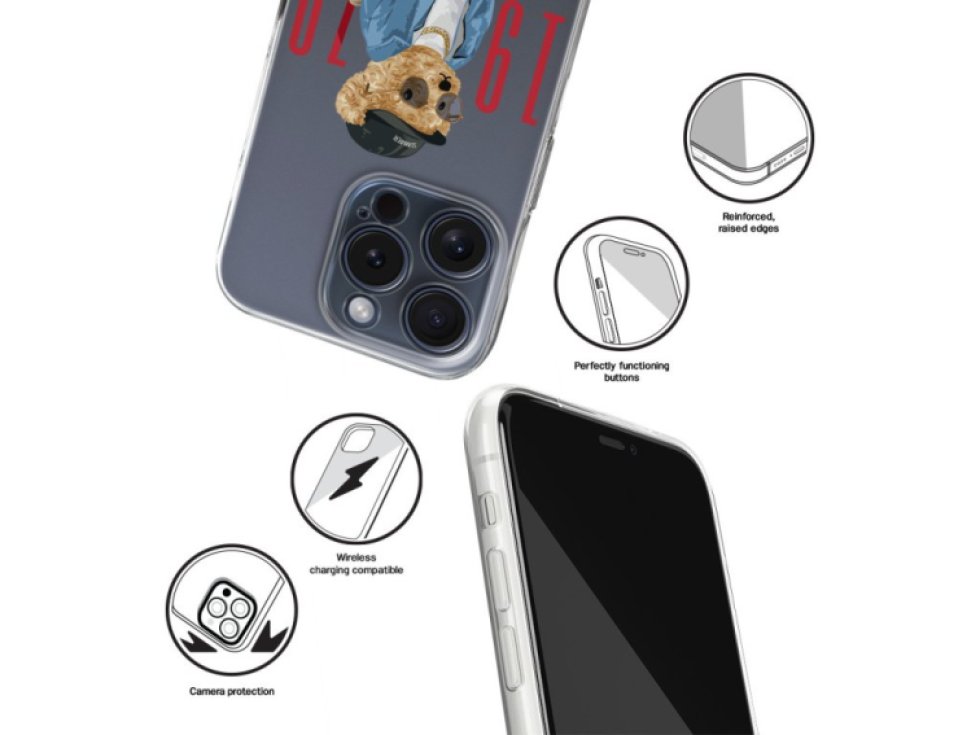 Ochranný kryt na iPhone 15 - Babaco, Teddy Los Angeles 001 BPCTEDDY14572